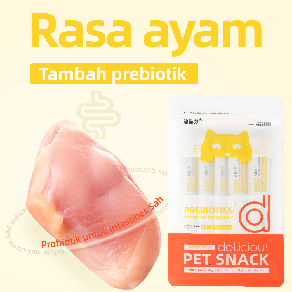 Delisha Pet Snacks Fluid Wet Food Consists of Tuna, Salmon, Chicken