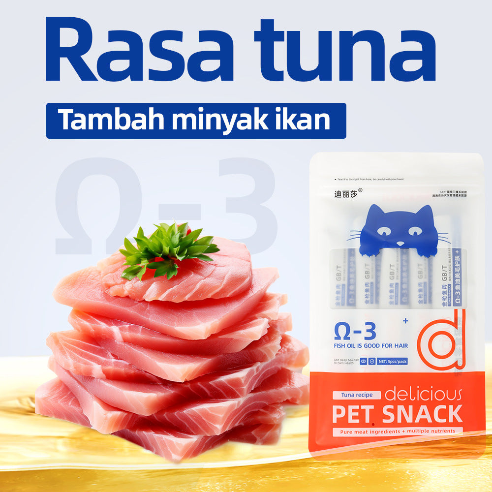 Delisha Pet Snacks Fluid Wet Food Consists of Tuna, Salmon, Chicken