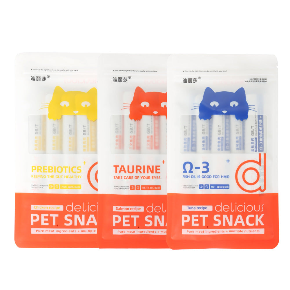 Delisha Pet Snacks Fluid Wet Food Consists of Tuna, Salmon, Chicken