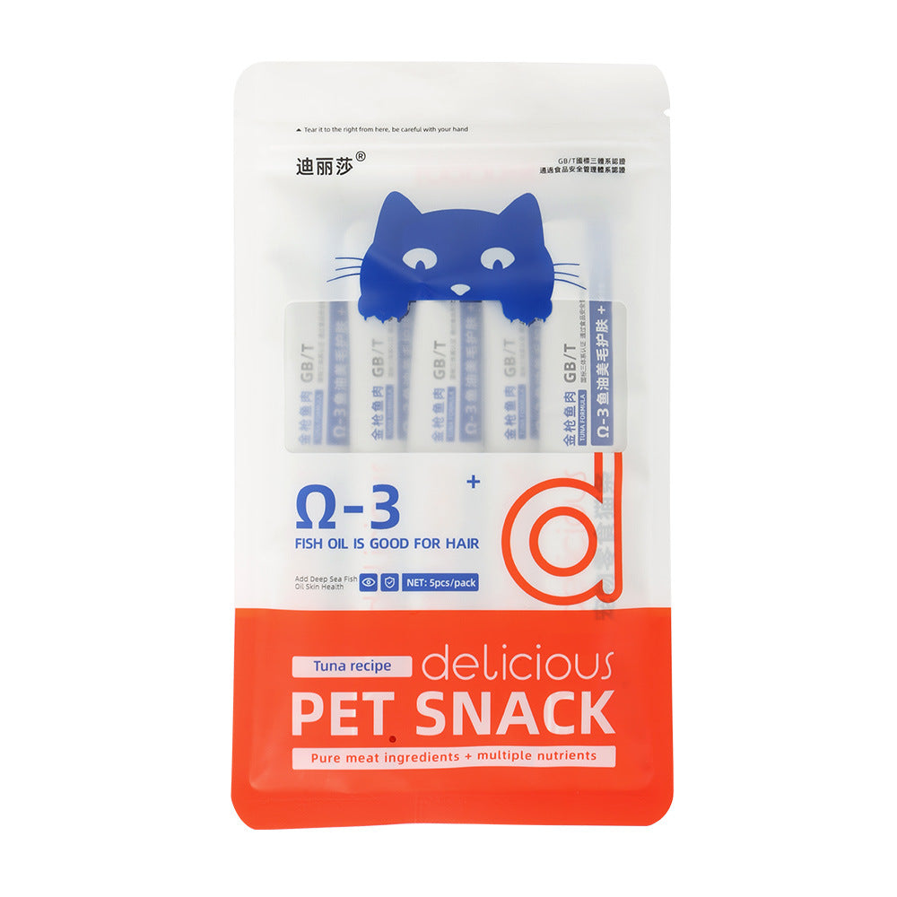 Delisha Pet Snacks Fluid Wet Food Consists of Tuna, Salmon, Chicken