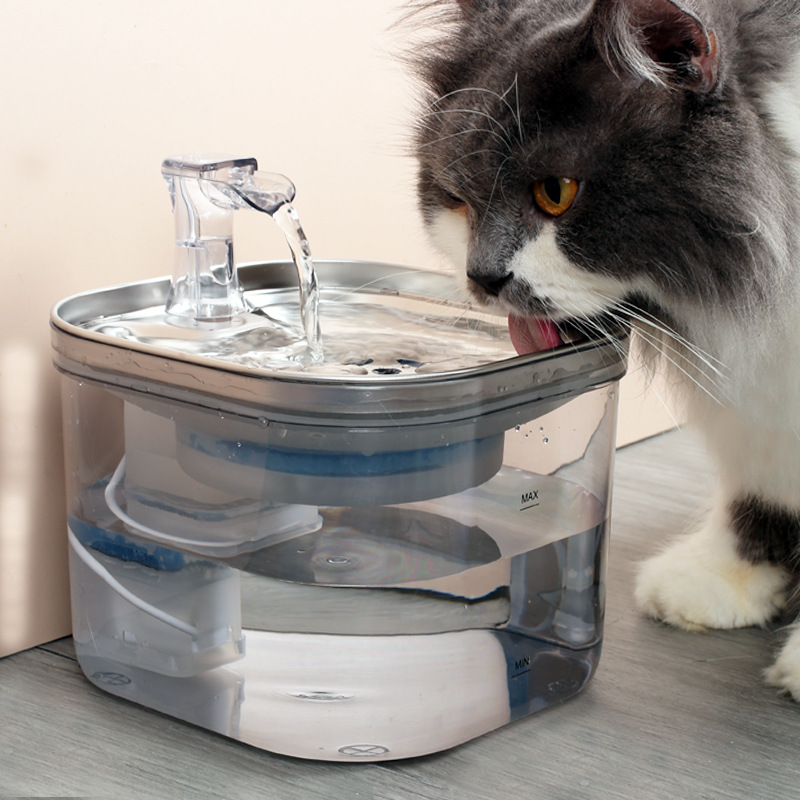 Cat Water Fountain Stainless Steel, Automatic Pet Fountain, 68oz/2L Dog Water Dispenser with Quiet Pump and Replacement Filters for Cats, Dogs, Multiple Pets (Basic)