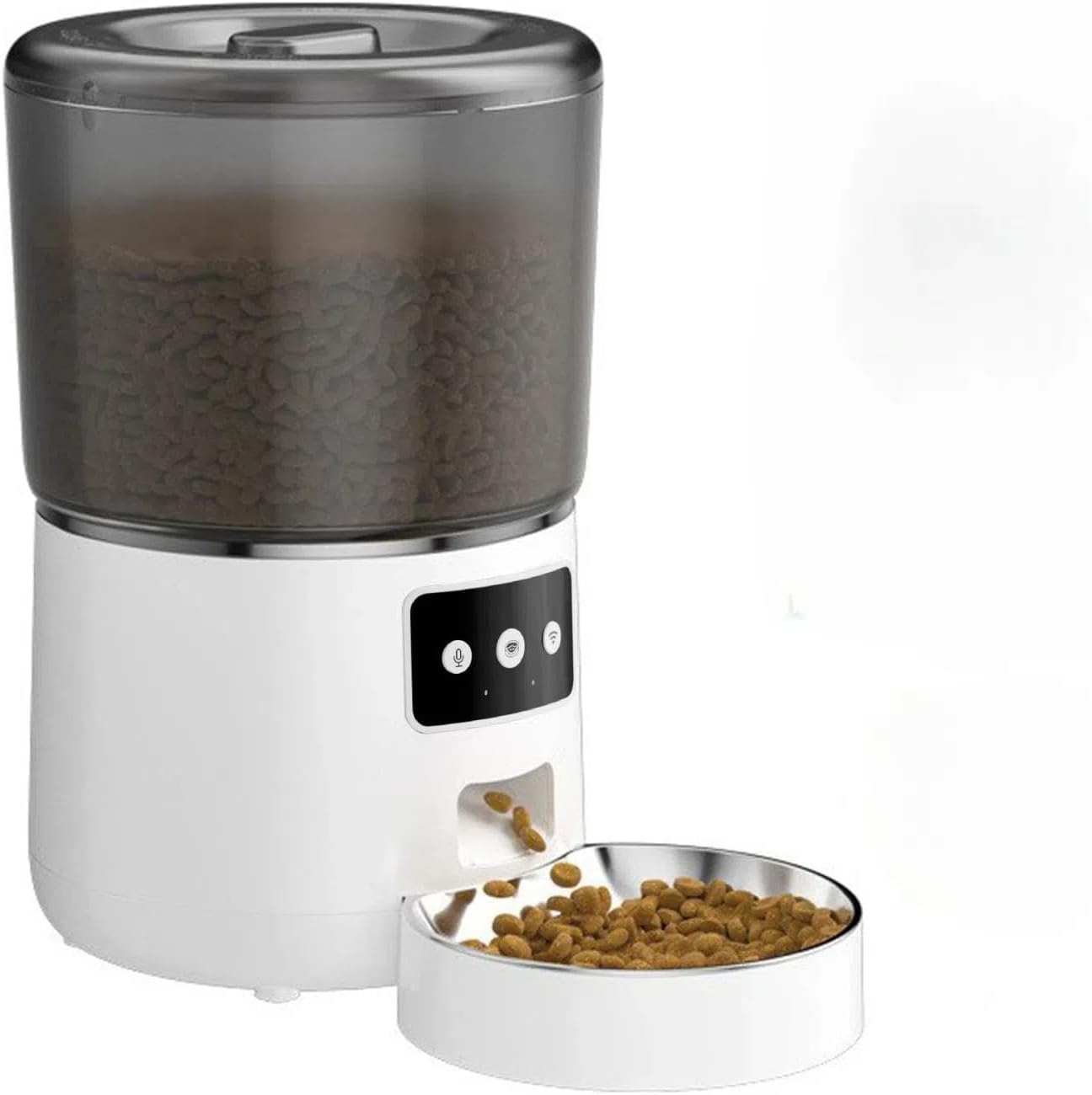 Automatic Cat Feeder, Cat Food Dispenser 4L, 2.4G WiFi Cat Feeder Automatic 1-10 Meals, 1-9 Portions/Meal Timed Cat Feeder, Automatic Pet Feeder for Cat Dog with Stainless Steel Feeding Bowl