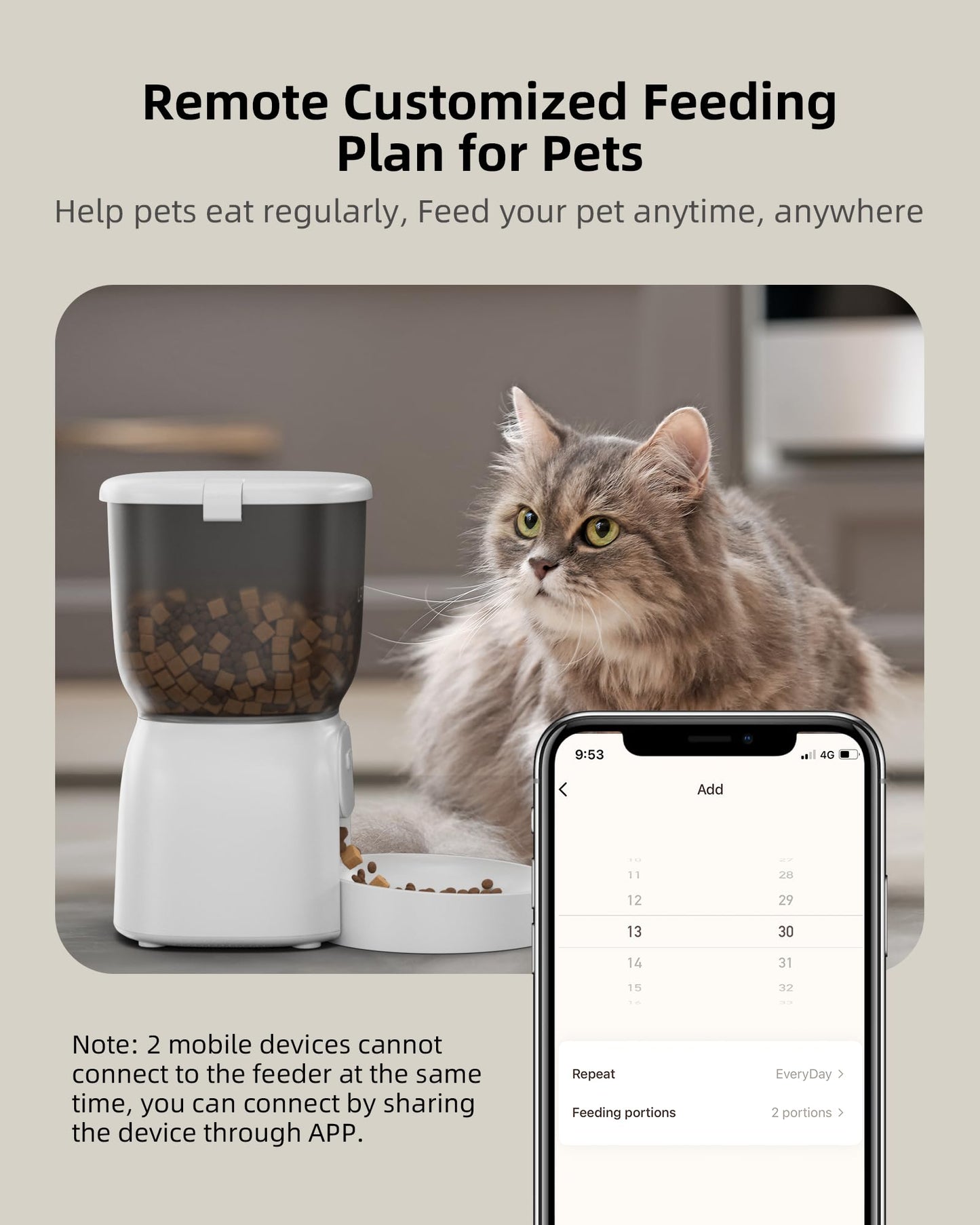 Comedero automático inteligente para gatos: control remoto y alimentación científica