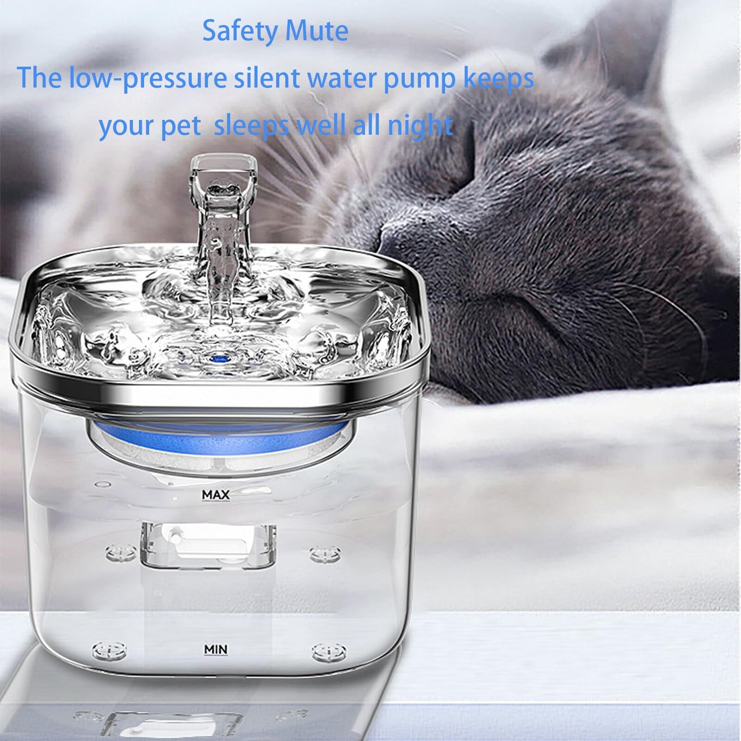 Cat Water Fountain Stainless Steel, Automatic Pet Fountain, 68oz/2L Dog Water Dispenser with Quiet Pump and Replacement Filters for Cats, Dogs, Multiple Pets (Basic)